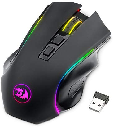 Redragon M602 Griffin RGB Gaming Mouse, RGB Spectrum Backlit Ergonomic Mouse with 7 Programmable Backlight Modes up to 8000 DPI for Windows PC Gamers (Black, Wireless)
