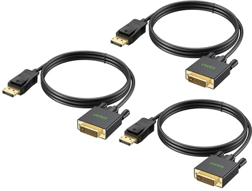 UVOOI 4K DisplayPort to DVI Cable 6ft 3-Pack, DP to DVI Cable Cord Male to Male Compatible with Computer, PC, Monitor, TV, Projector and More