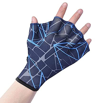 DEPHNES Nylon Swimming Gloves Aquatic Swimming Webbed Gloves Water Training Hand Webbed Hands Webbed Flippers Swim Gear Gloves Fit Aquatic Training Swim Costume Dive Hand Equipment (M)