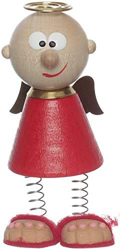 LK Trend & Style Glücksbringer Schutzengel für Autofahrer aus Holz zum Stehen oder Hängen 4 Farben wählbar (Rot, stehend)