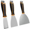 ROLLINGDOG Wallpaper Scrapers - Paint Scraper Tool Putty Knife Set with Rubber Handle, Hammer End for Filling, Jointing,Taping (1.5 Stiff,3 & 6 Flexible)