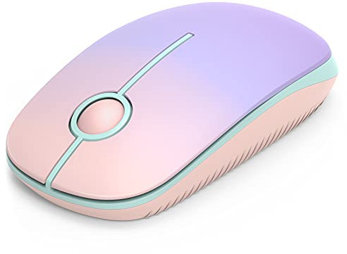 Seenda Wireless Mouse, 2.4GHz Silent Mouse with USB Receiver, 18 month battery life, 1600 DPI Optical Tracking, Portable Computer Mice for Laptop PC Notebook- Pink gradient purple