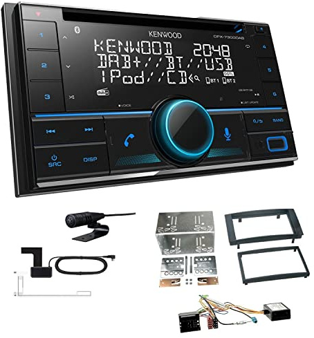 Kenwood DPX-7300DAB 2-DIN Autoradio mit Bluetooth Digitalradio DAB+ USB CD passend für Volkswagen VW T5 Transporter 2003-2015 rechtwinklig, schwarz inkl Canbus