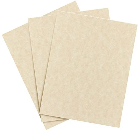 Aged Parchment Paper – Great for Certificates, Menus and Wedding Invitations | 24lb Bond / 60lb Text / 90GSM | 8.5 x 11 (Letter Size) Paper for Writing, Copy, Printing | 100 Sheets per Pack