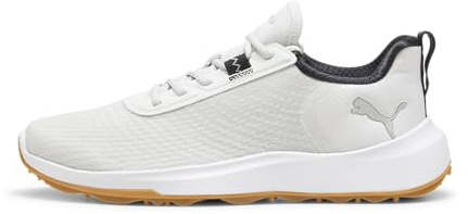 Puma Men's Fusion Crush Sport Golf Shoes - Fusionfoam Cushioning - 1 Year Waterproof Mesh - All-Day Comfort - Rubber Outsole Traction - Spikeless Design, 9.5 White