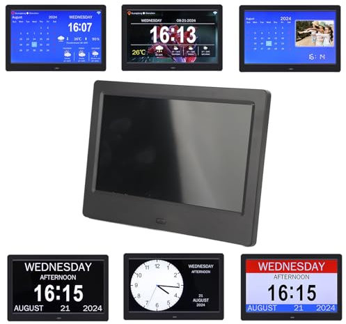 Orologi con Calendario Giornaliero Digitale, 7 Pollici WIFI Grande Giorno Data Ora Demenza Orologio per Anziani Anziani, 5 Promemoria Sveglia Oscuramento Automatico, AM/PM, (Spina UE)