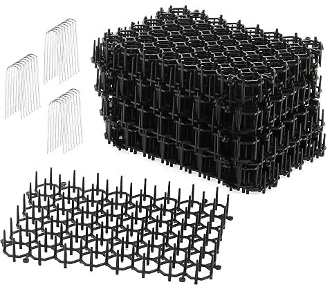 KEILEOHO 24 PCS 20 x 15.5 cm Cat Scat Mat, Cat Repellent Mat with Spikes, Flat Prickle Strip Dig Stopper, Spikes Strips Deterrent Mat for Garden, Fence, Flowerbed, Lawn