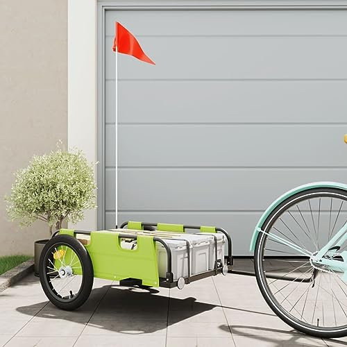GuyAna Fahrradanhänger Grün Oxford-Gewebe und Eisen Fahrrad AnhäNgerkupplung HundeanhäNger Fahrrad