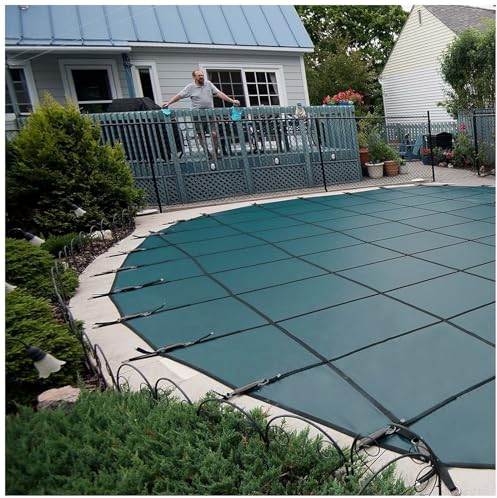 Winterpoolabdeckung Poolblatt-Netzabdeckung Für Unterflurpools, Überdachungen Für Wintersicherheitsbecken Rund Ertrinkungssicheres Netz Für Kinderhunde, Mit Ankern & Feder ( Color : Green , Size : 5.5