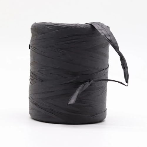 Natürlicher Bast, Strohseil, Garn, Bastelpapier, Band, Handwerk, Häkeln, Sommerhut, Tasche, Korb, Strickmaterial für DIY-Dekoration, Geschenkverpackungen (180 m, schwarz)