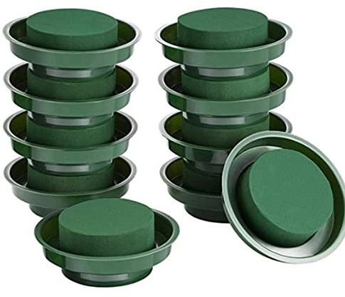Blocchi Di Schiuma Di Fiori,Schiuma Floreale Rotonda In Ciotola Dal Design Unico Con Schiuma Bagnata Rotonda Verde - Fiori Per Navate Nuziali, Decorazioni Per Feste, Fiori In Schiuma Con Ciotola, 10 P