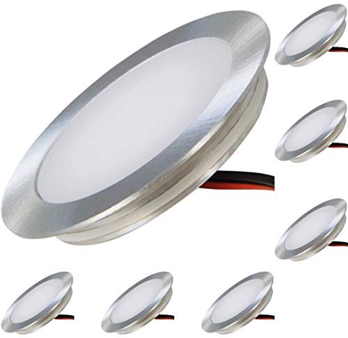 ETT Distribution GmbH 12V LED Bodenspots Ultra flach 7 x 0.5W Wandeinbauleuchten Tom 3000K Rund IP67 Einbaustrahler Trittfest Begehbar Lochausschnitt: 46mm