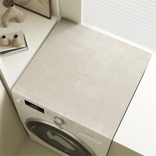 Odot Tapis de Protection pour Dessus de Machine à Laver, Beige Nordic Antidérapant Housse de Machine à Laver pour Machine à Laver ou Sèche-Linge Buanderie Réfrigérateur Cuisine (50x60cm,Ligne)