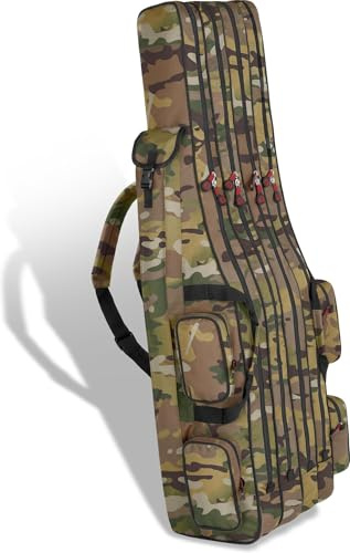 normani Wasserabweisende Angeltasche Rutentasche Angelrucksack Rod Case Fishing Bag Angelrutentasche -wählbar 3 oder 4 Rutenfächern - 125 cm bis 190 cm