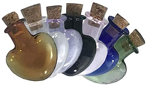 RORPOIR 7pcs Heart-shaped Glass Bottle Pendant Bottles for Diy Craft Jewelry Making for Wish Jar and Potion Collection