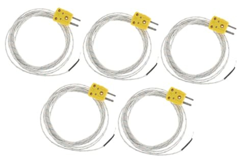 jojofuny 5Pcs K Type Thermocouple Sensor Temperature Sensing Wire 2m Long 50 to 400°C for Air Gas Liquid Versatile Use Accessories Random Style