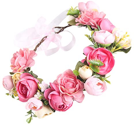 SOIMISS 1stück Blumenkranz Haarschmuck Für Braut Imitation Rosen Stirnband Für Hochzeiten Und Fotoshootings Floral Haarschmuck Für Strand Und Festlichkeiten
