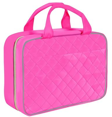 Trousse de Toilette Voyage Femme et Homme,Grande Capacité Sac de Toilette Makeup Trousse de Maquillage Sac Cosmétique Organisateur avec Crochet (Rose Grande Trousse de Maquillage, Grande)