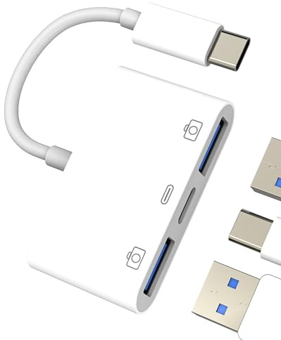 USB C auf USB Adapter(3in1)für Apple Splitter OTG 3.0 Type C Stecker Laden Kabel Converter für iPhone 16 15 Pro Max für iPad MacBook Tablet Kompatibel für Samsung S25 S24 S23 Thunderbolt Kamera Memory