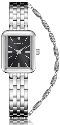 CIVO Damenuhr Silber Armbanduhr Damen: Edelstahl Rechteckig Wasserdicht Analog Uhr Dame - Elegant Uhren Geschenke für Frauen und Mädchen