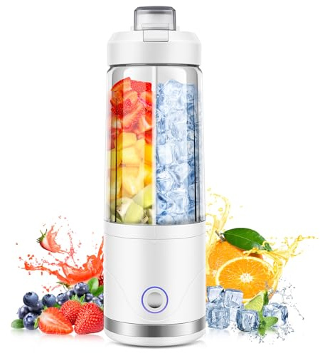 FILINK Batidora de Vaso Portátil, 650ml Mini licuadoras para Zumos y Batidos, Vaso de Tritan, Batería Recargable de 4000mAh, 6 Cuchillas, Batidora Portátil para Smoothies para Gimnasio, Oficina,Viajes