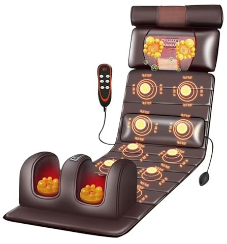 Estera de Masaje de Cuerpo Completo, Colchón de Masaje Térmico con 10 Motores de vibración y 20 Cabezales De Masaje Shiatsu para Cuello, Espalda, Cintura, Piern