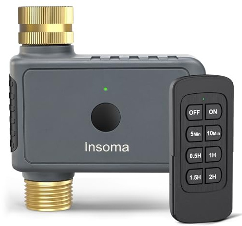 Insoma Sprinkler Timer with Remote Control, Water Hose Timers, Turns Water Off Automatically, Up to 120 Minutes of Run Time, Irrigation Timer for Lawn, Drip, Soaker Hose, and Garden