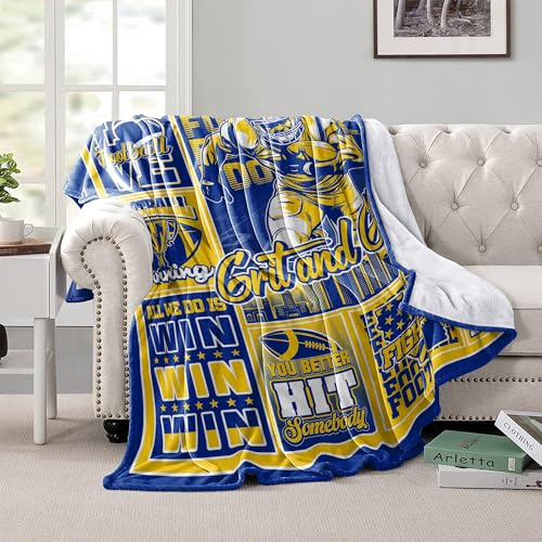 Football Field Design Throw Blanket Flannel, Lightweight Soft Blanket for Couch Bed Sofa, 80x60 Inch, Thoughtful Gift for Football Fans