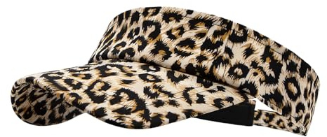 YAMEIZE Solvisir för kvinnor män - justerbar sport löpande visir golf tennis tryckt hatt, Beige Leopard, one size