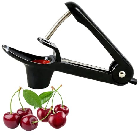 Kirschentkerner,Kirschkernentferner,Edelstahl Entkerner Kirschen,Manuell Kirschentsteiner,Früchte wie Kirschen, Oliven und Weißdorn Ganz Einfach Entkernen (Schwarz)