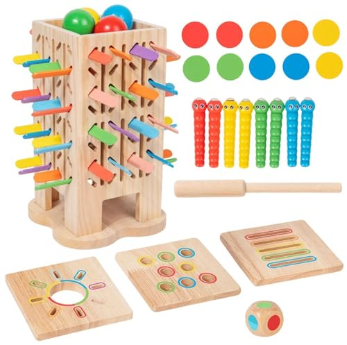 Mikado-spel | 5-i-1 balanssats i trä för stavkastning | Lärande leksak för finmotorikaktiviteter - för dagis klassrum, hand-öga-koordination, reflektion S