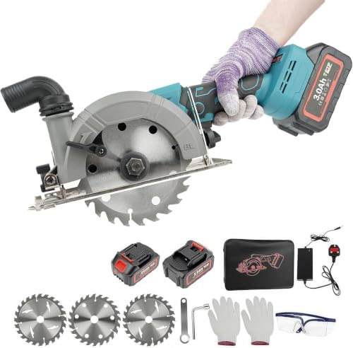 NBYTLT 20V Cordless Mini Circular Saw with 2 Battery, Cordless Circular Saw | 7000 RPM Plunge Circular Saw Cutting Depth 48 mm, Professional Electric Saw kits 0-45° Bevel Cutting for Wood Cutting DIY