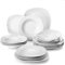 MALACASA Serie Elisa Servizio di Piatti per 6 Persone in Porcellana, Set di Piatti 18 PCS Con 6 Piatti Fondi, 6 Piatti da Dessert, 6 Piatti Piani, Quadrato, Bianco, Adatto al Microonde e Lavastoviglie