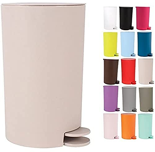 MSV Kosmetikeimer Osaki Mülleimer Treteimer Abfalleimer - 3 Liter – mit herausnehmbaren Inneneimer - Mattbeige