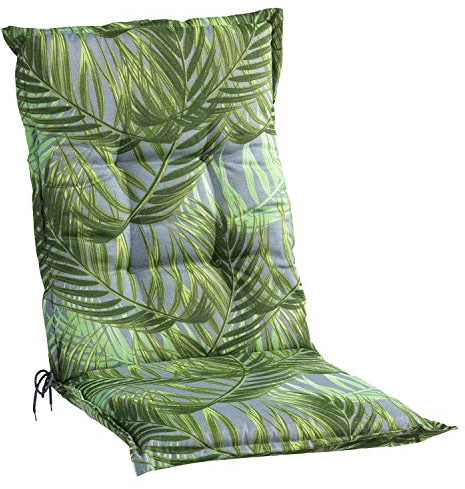Sesselauflage Sitzpolster Gartenstuhlauflage für Mittellehner | 50 cm x 110 cm | Grün | Palmenmotiv | Baumwolle | Polyester