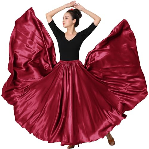 SANCAN Langer Maxi-Teerock für Damen, knöchellang, Retro, für Tanz, Halloween, Kostüm, Party, Cosplay, Renaissance, Festival, Messe, Dunkelrot, Einheitsgröße