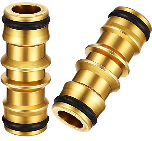 Zhanmai Paquet de 2 raccords de Tuyau de Jardin en Laiton pour Robinet de Tuyau de Jardin (Double connecteur mâle en Laiton)