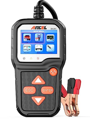 ANCEL BA301 Car Battery Tester 6V 12V, 100-2000 CCA Automotive Load Tester Alternator Tester, Digital Automotive Charge Analyzer and Charging System Test Tool for Car/Moto/Boat/SUV/Truck