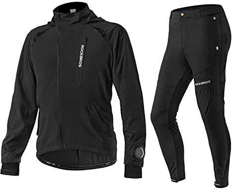 ROCKBROS Herren Radsport-Anzüge Langarm Jacke + Hose mit Sitzpolster Atmungsaktiv Sommer/Herbst Fahrradbekleidung Set M-4XL