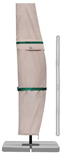 Sekey Housse de Protection pour Parasol de 2 à 4 m,Housse de Parasol déporté/Patio Jardin,100% Polyester,imperméable,Kaki.