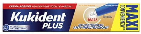 Kukident PLUS Sigillo MAXI Crema Adesiva per Dentiere Aroma Neutro, 57g
