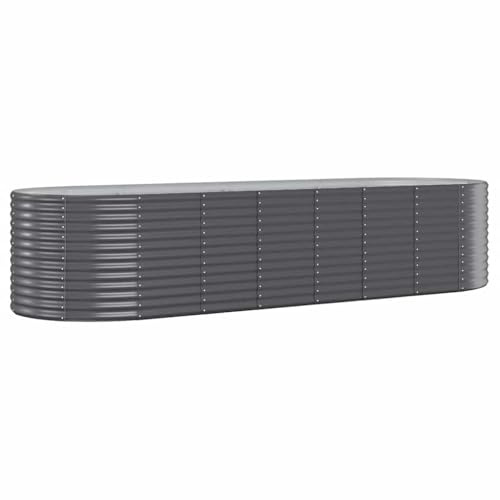vidaXL Hochbeet, Wetterfestes Hochbeet für Garten Balkon Terrasse, Kräuterhochbeet zum Selber Bauen, Pflanzkasten aus Metall, Verzinkter Stahl Anthrazit