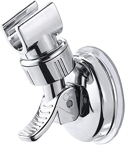Voarge Duschkopfhalterung Saugnapf, Verstellbarer Duschkopf Halterung mit Saugnapf, Ohne Bohren, 360°Drehbar Verstellbarer Brausehalter, Abnehmbarer Duschkopf Halterung Silber