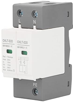 Dispositif de protection contre les surtensions IP20 2P, AC 385V 10KA à 20KA Parafoudre parasurtenseur domestique, parafoudre de protection contre les surtensions adapté aux résidences, immeubles de b