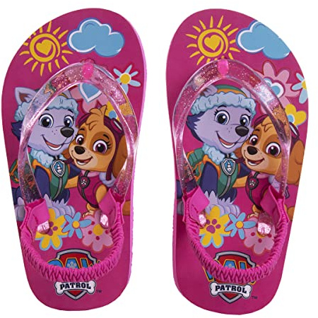 Nickelodeon Paw Patrol Girls Flip Flops Sandals - Kids Water Shoes - Skye Everest Thong Back strap Beach Slip On Pool Slides Swim Slippers Quick Dry Summer - Pink (size 7-8 Toddler)