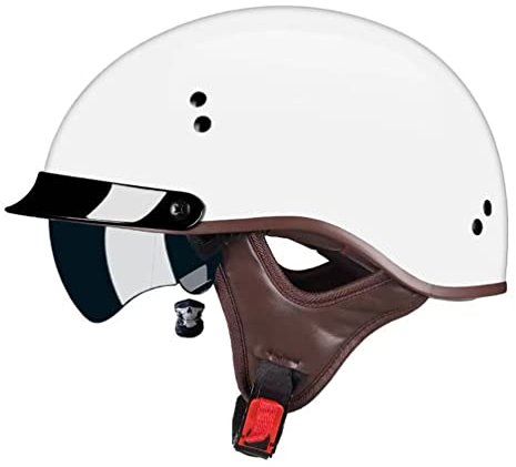 Smilfree Halbschalenhelm mit ECE-Zulassung Motorradhelm für Damen und Herren Erwachsene Rollerhelm Cruiser Chopper Skateboardhelm Motorradhalbhelm mit Visier