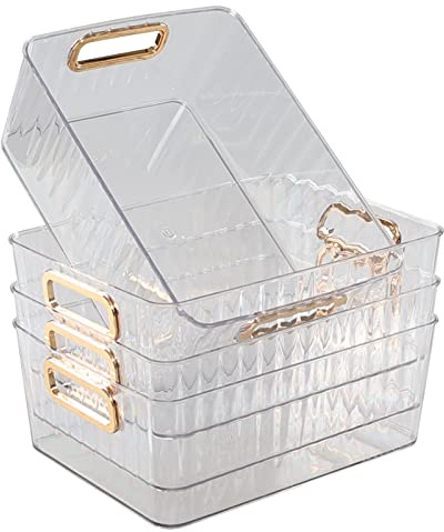 Innouse 4 Packs Pantry Freezer Organizer Bins, Small Plastic Container Bin