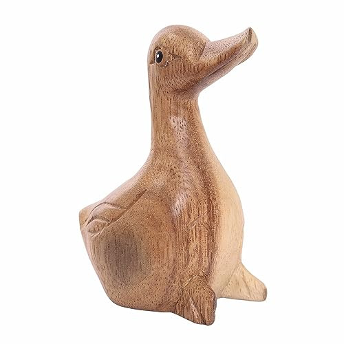 DUONGJAIS BRAND Thai Wooden Hand Carved Wooden Duck Statue, Sculpture Art Decorative Rustic Home Decor Accent Handmade Handcrafted Decoration. (Duck Natural Color)