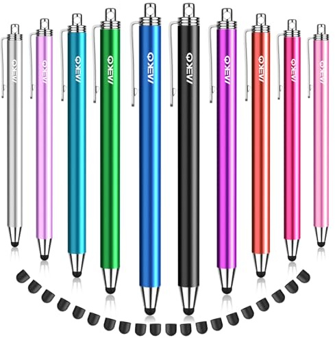 Stylus Pens for Touchscreens,MEKO 10 Pack Thin Rubber Tip Stylus Replaceable Tip Feature Bundle W/ 20 Pcs Replacement Tips for iPad iPhone Tablets Smartphone&All Touch Screen Devices(10 Stylus+20Tips)