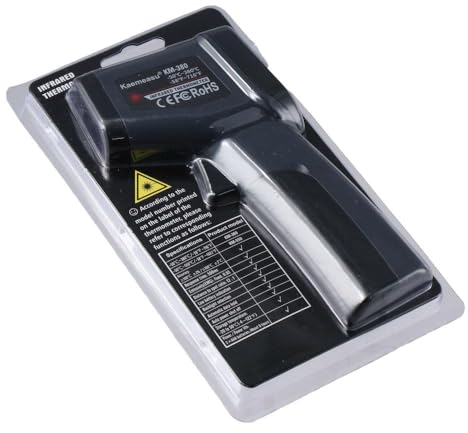Fudeshe Thermomètre infrarouge numérique de -58 à 716 °C (-50 °C ~ 380 °C), lecteur de température de surface, thermomètre infrarouge numérique sans contact pour cuisine, four à pizza, grill
